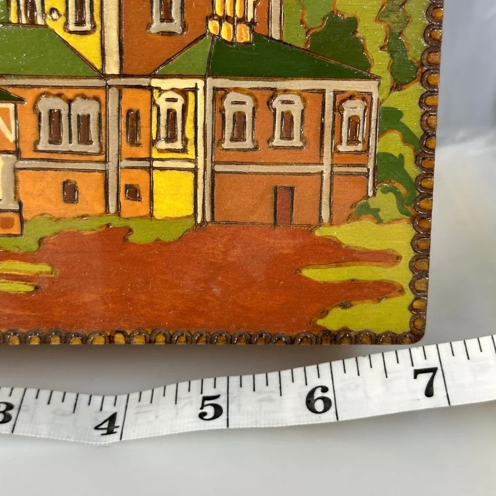 Vintage Russian‎ Wood Jewelry Box Uglich Cathedral Multicolor Folk Art Excellent